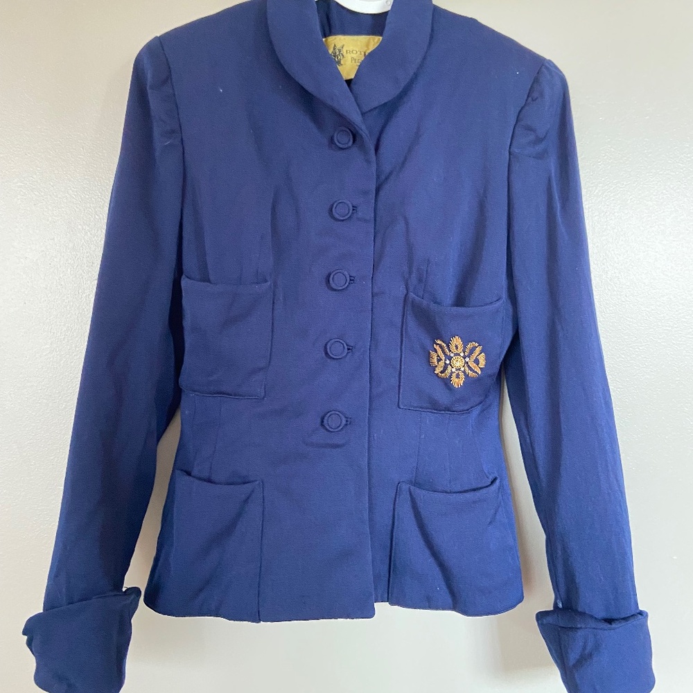 Rothmoor 1950’s Skirt Suit Vintage set marine blue size small